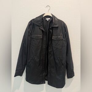 BP Nordstrom Women’s Faux Leather Button Up Shirt Jacket Shacket NWOT